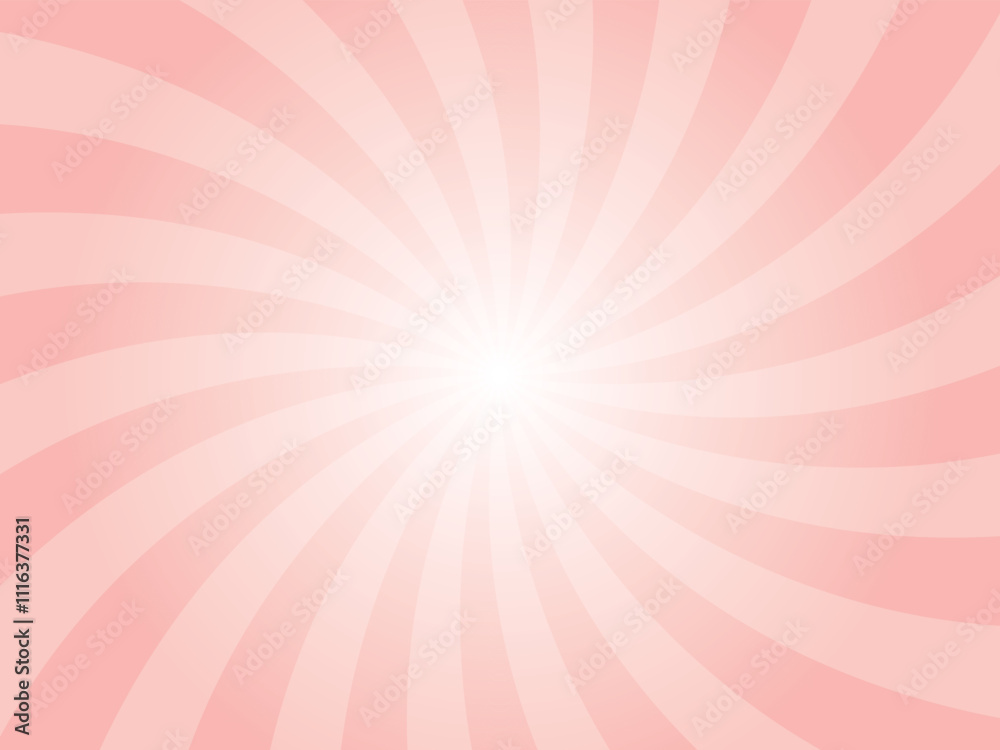 Poster Abstract background with rays retro starburst rays.  Swirl puppy pink color sunburst background vector illustration pattern beam rays. Spiral radial striped backdrop. Vector illustration.