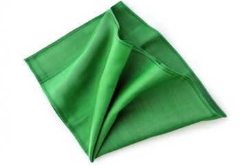 green cotton napkin isolated on white background top view