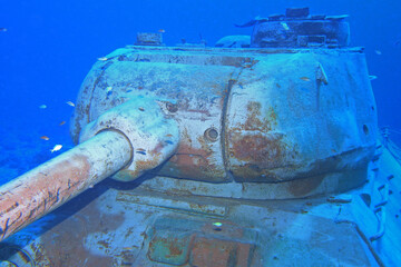 Old tank in the Red Sea near Hurghada in Egypt