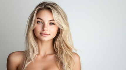 Naklejka premium A photo of a beautiful blonde with a perfect body, on a white background