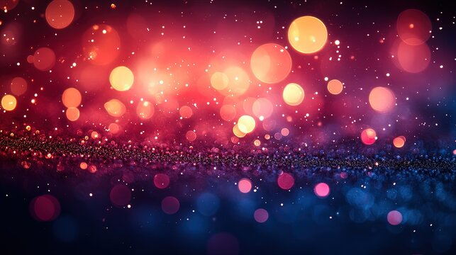 "Vibrant bokeh red abstract background with festive red bokeh, perfect for Christmas and New Year designs, featuring colorful defocused circular facula and blurred color light, ideal for festive and c