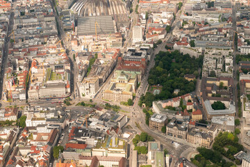 Fototapeta premium Munich city in Germany seen from a small plane