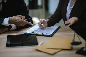 Lawyers and staff with hammers and scales are nearby to provide expert legal advice to ensure fairness and compliance with the law.