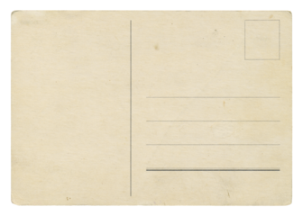 Old postcard isolated. Vintage photo background with address lines. 