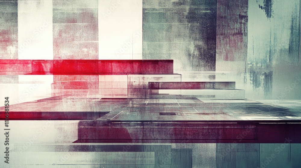 Poster abstract financial data visualization with layered geometric patterns and textured background hintin