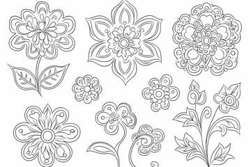 Fototapeta premium Intricate Floral Designs Collection for Art and Craft Projects