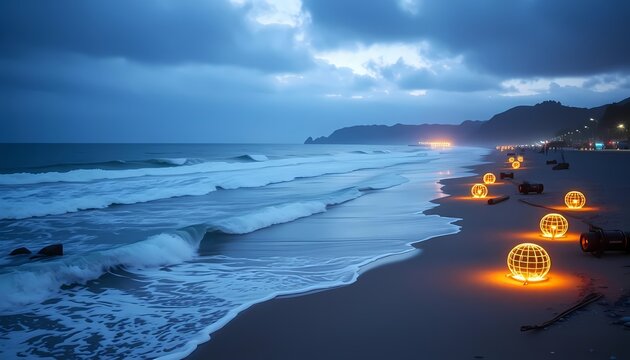 Dreamy Oceanfront with Artistic Elements AI Rendered