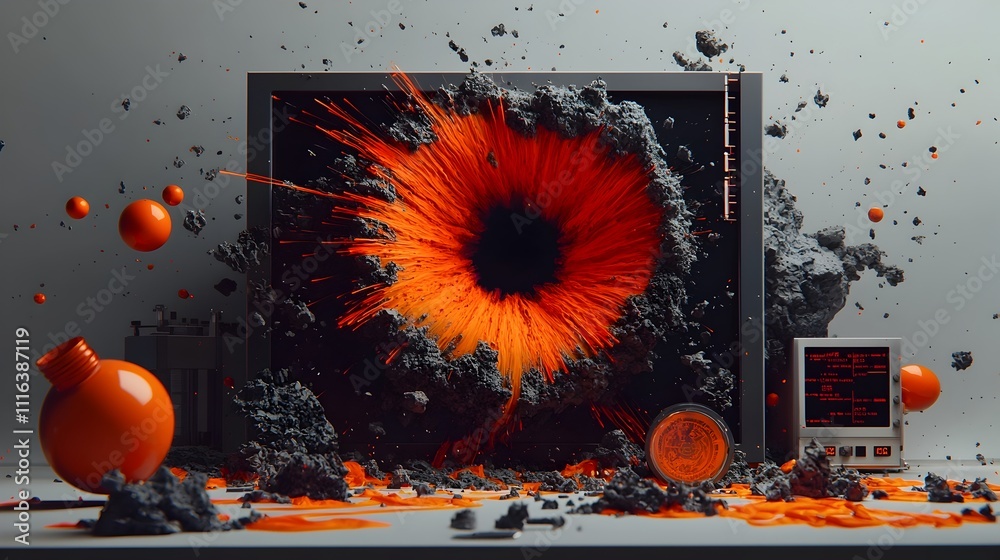 Poster seismic visualization a powerful earthquake event depicted in vivid color texture and complex wavefo