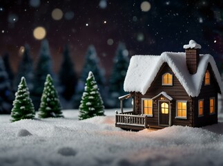 Naklejka premium christmas house with christmas tree