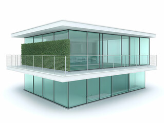 Fototapeta premium Modern Glass House 3D Illustration
