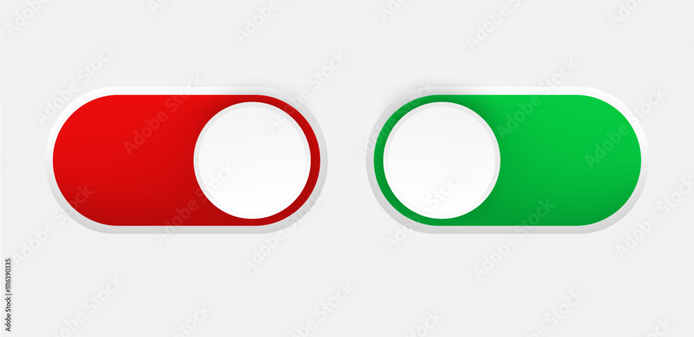 Leinwandbilder Interface toggle buttons set. On Off switch. 3d vector element idolated on white background