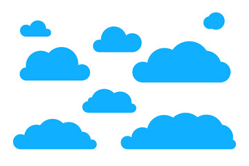 Fototapeta premium Blue clouds set isolated on white background