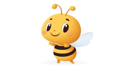 Cute cartoon bee character with a friendly expression isolated on a clean white background ideal for children's themes and educational materials.