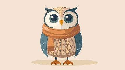 Naklejka premium Adorable Owl Vector Illustration in Winter Outfit - High-Quality Design