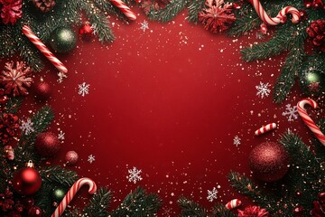 Red Christmas Background: Festive Frame