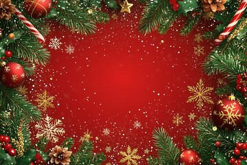 Red Christmas Border, Festive Background