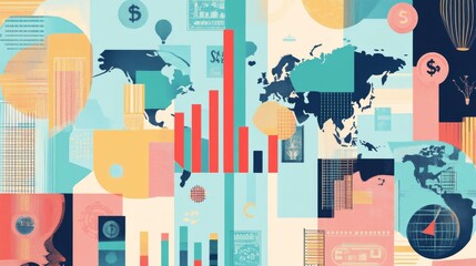 Fototapeta premium Colorful Creative Composition of Global Finance and Business Concepts