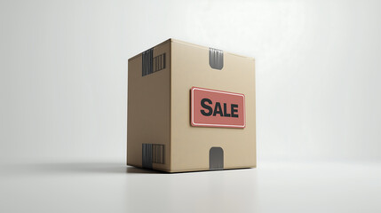 Fototapeta premium Cardboard Box with Sale Label for Ecommerce and Retail
