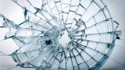 A Close-Up View of a Shattered Glass Piece with Intricate Edge Details Highlighting the Fragility and Chaos of Broken Materials in an Artistic Composition