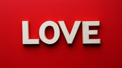 Wooden letters spelling 'LOVE' on a vivid red background, evoking warmth and affection.