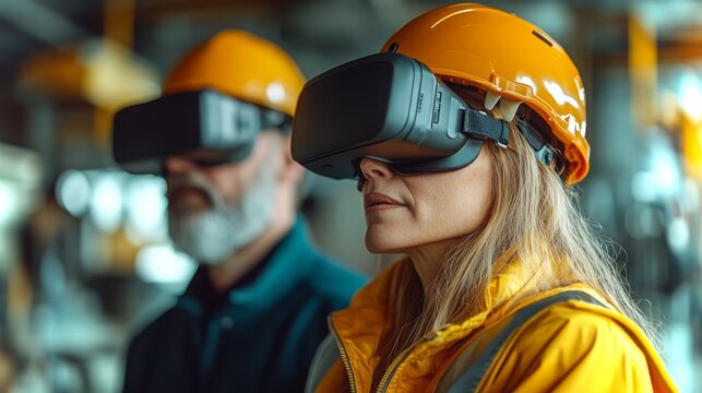 Construction professionals engage with virtual reality technology for enhanced project visualization