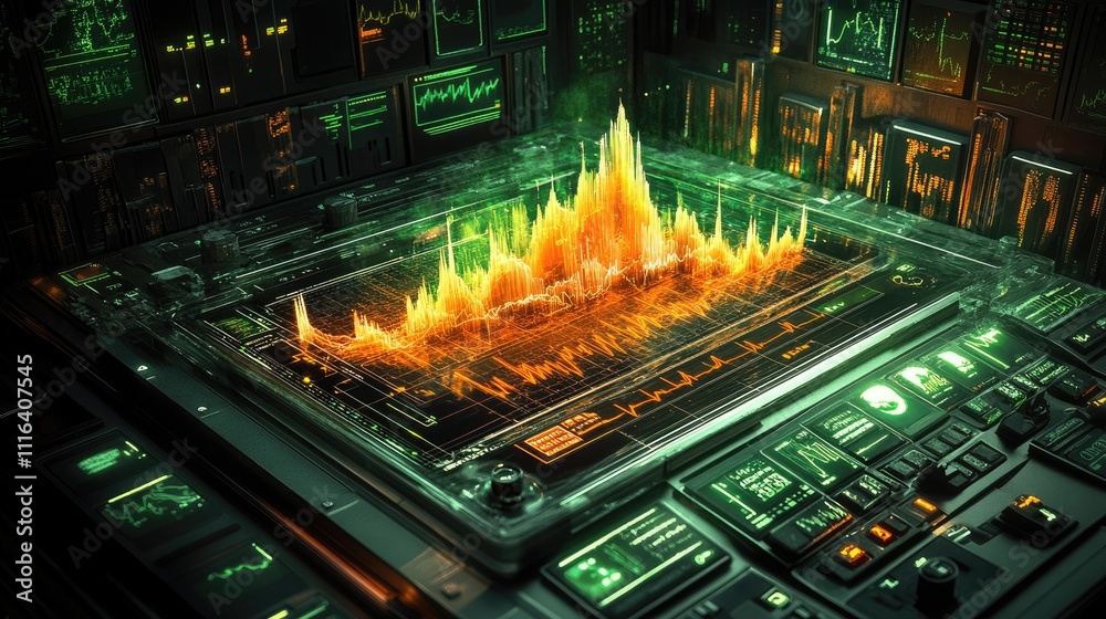 Poster vibrant data visualization with abstract graphical patterns and colors
