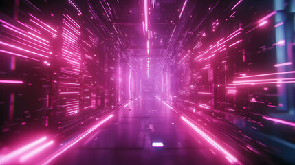 Obraz premium Abstract 3D Pink Neon Tunnel Background