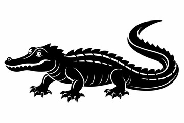 Fototapeta premium alligator line art silhouette vector illustration