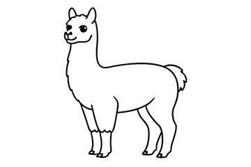 alpaca line art silhouette vector illustration