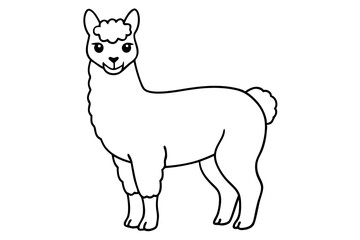 alpaca line art silhouette vector illustration