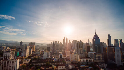 Fototapeta premium Beautiful sunrise in the capital of Malaysia kuala lumpur.