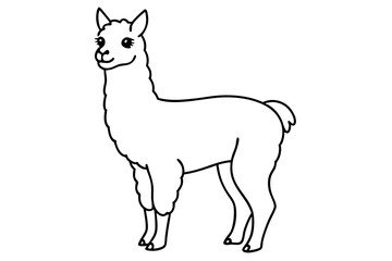 alpaca line art silhouette vector illustration