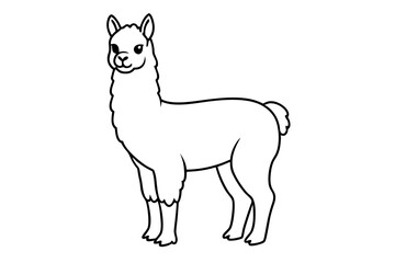 alpaca line art silhouette vector illustration