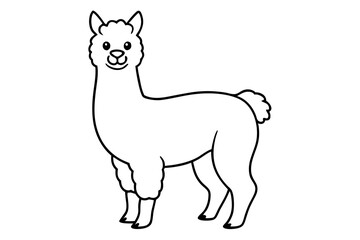 alpaca line art silhouette vector illustration