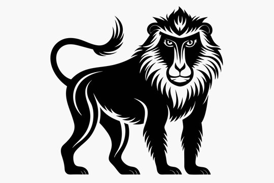 recommend clip art: baboon line art silhouette vector illustration