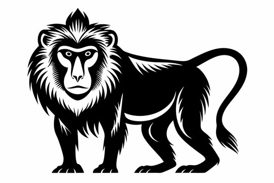 recommend clip art: baboon line art silhouette vector illustration