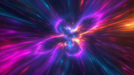Fototapeta premium Abstract flight in retro neon hyper warp space in the tunnel 3d illustration