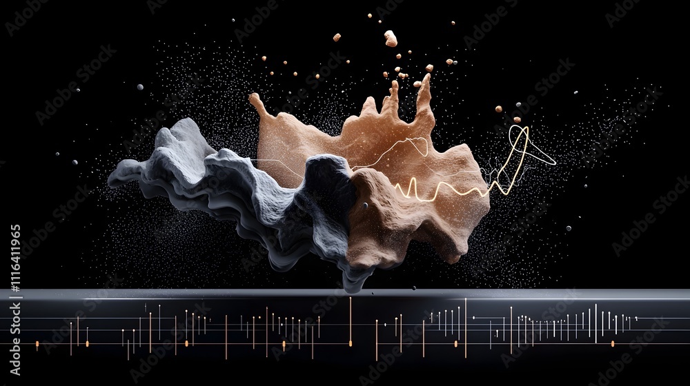 Poster seismographic visualization of tectonic tremors capturing dynamic geological formations and energy f