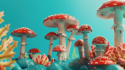 Mushroom photographed on a minimal background, amazing mushroom form. Background tranquil, mushroom dramatic.