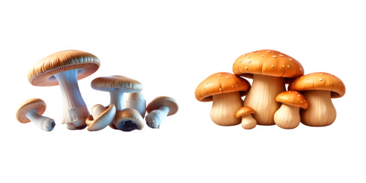 mushroom yellow and white spots on transparent background isolated