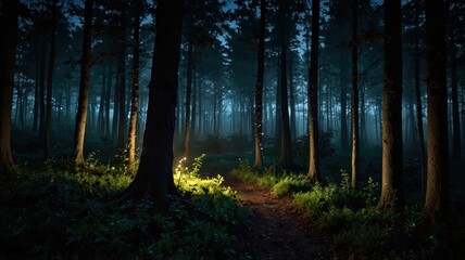 Obraz premium magical lights sparkling in mysterious fores