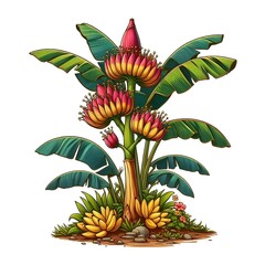 Obraz premium Vector illustration and artwork of a beautiful banana tree jpg & png