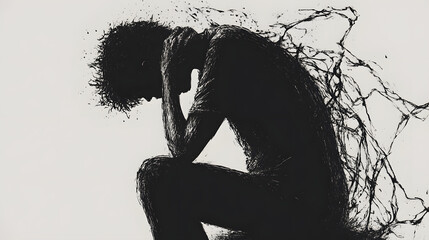 The Essence of Social Anxiety Disorder: A Poignant Artistic Illustration of Barriers to Connection and Overwhelming Thoughts