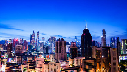 Naklejka premium Beautiful sunrise in the capital of Malaysia kuala lumpur.