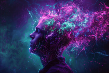 Epilepsy awareness concept. Side view of a human head with copy space. Epilepsy or seizure disorder.