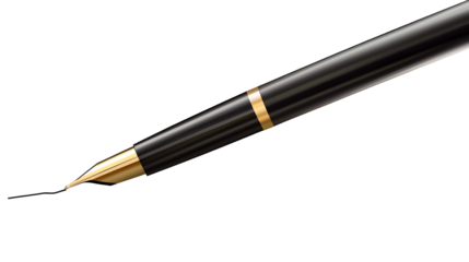 job contract with a pen signing the bottom, pen on white background