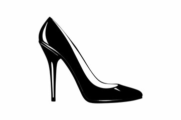 Silhouette Design of a Single High Heel Shoe with Pointed Toe and Slender Stiletto Heel in a Minimalist Elegant Style