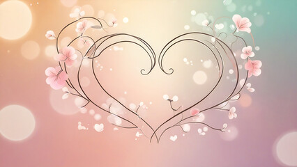 Delicate heart shape drawn with elegant lines.