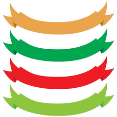 Obraz premium Red, gold, grey and green ribbon, cute ribbon isolated on white background for your greeting card, wedding design