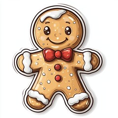 Obraz premium A cute, happy gingerbread cookie with white background. 
